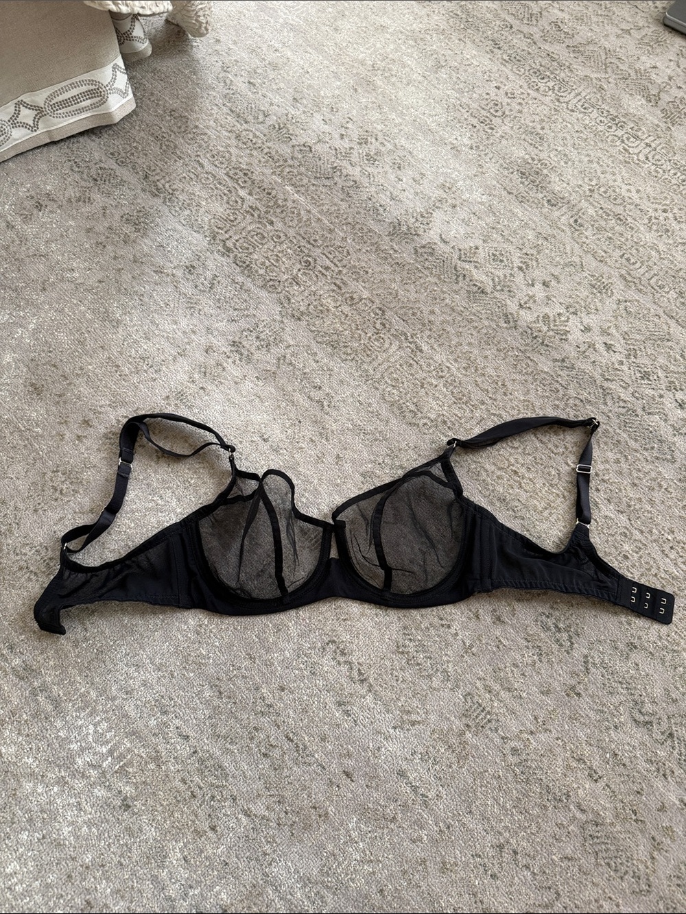 Sheer Black Unlined Underwire Bra - Women Intimates